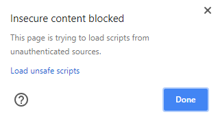 Unsafe content alert in Chrome